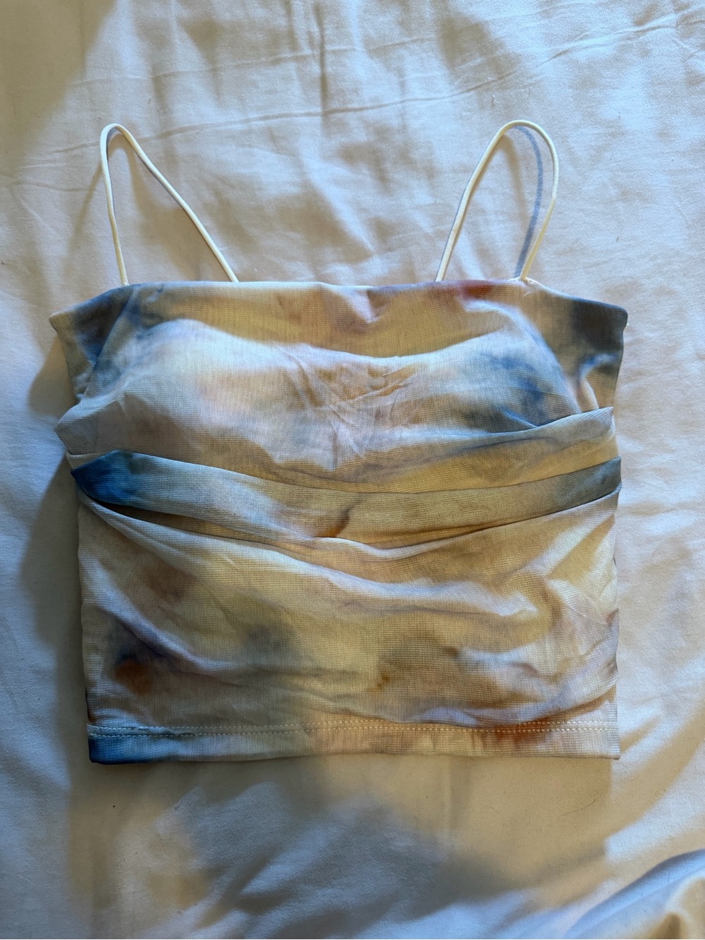 Women’s Tie-Dye Spaghetti Strap Crop Top - Neutral Pastel